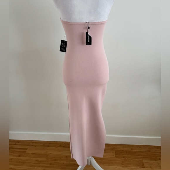 New! EXPRESS Body Contour Ribbed Midi Dress Pink Strapless XS - Picture 5 of 8